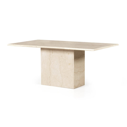 Cream Solid Marble Rectangle Dining Table 72 inch