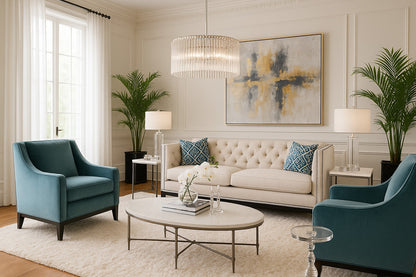 Hollywood Glam Style Living Room Rendering