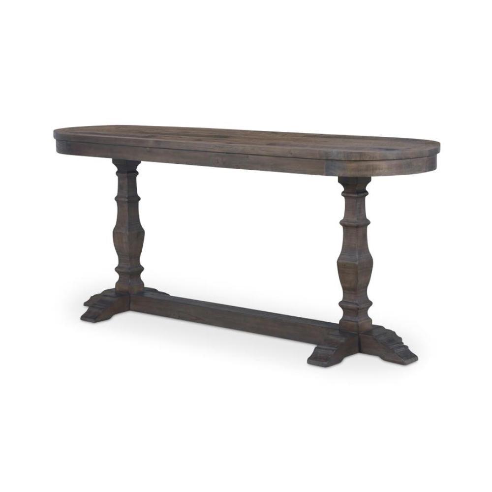 Aged Brown Reclaimed Pine Oval Console Table 73 inch