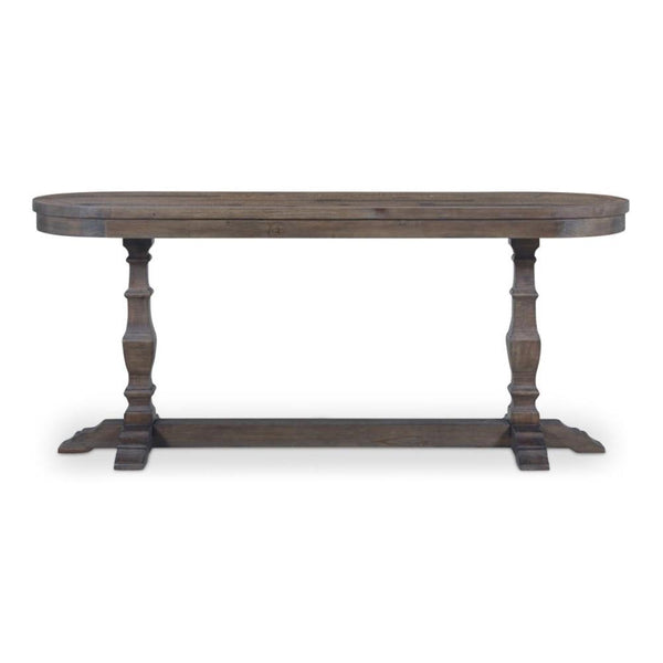 Aged Brown Reclaimed Pine Oval Console Table 73 inch