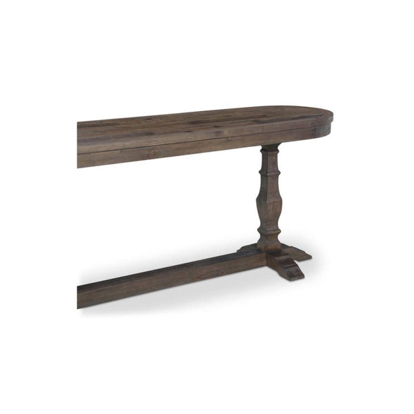 Aged Brown Reclaimed Pine Oval Console Table 73 inch