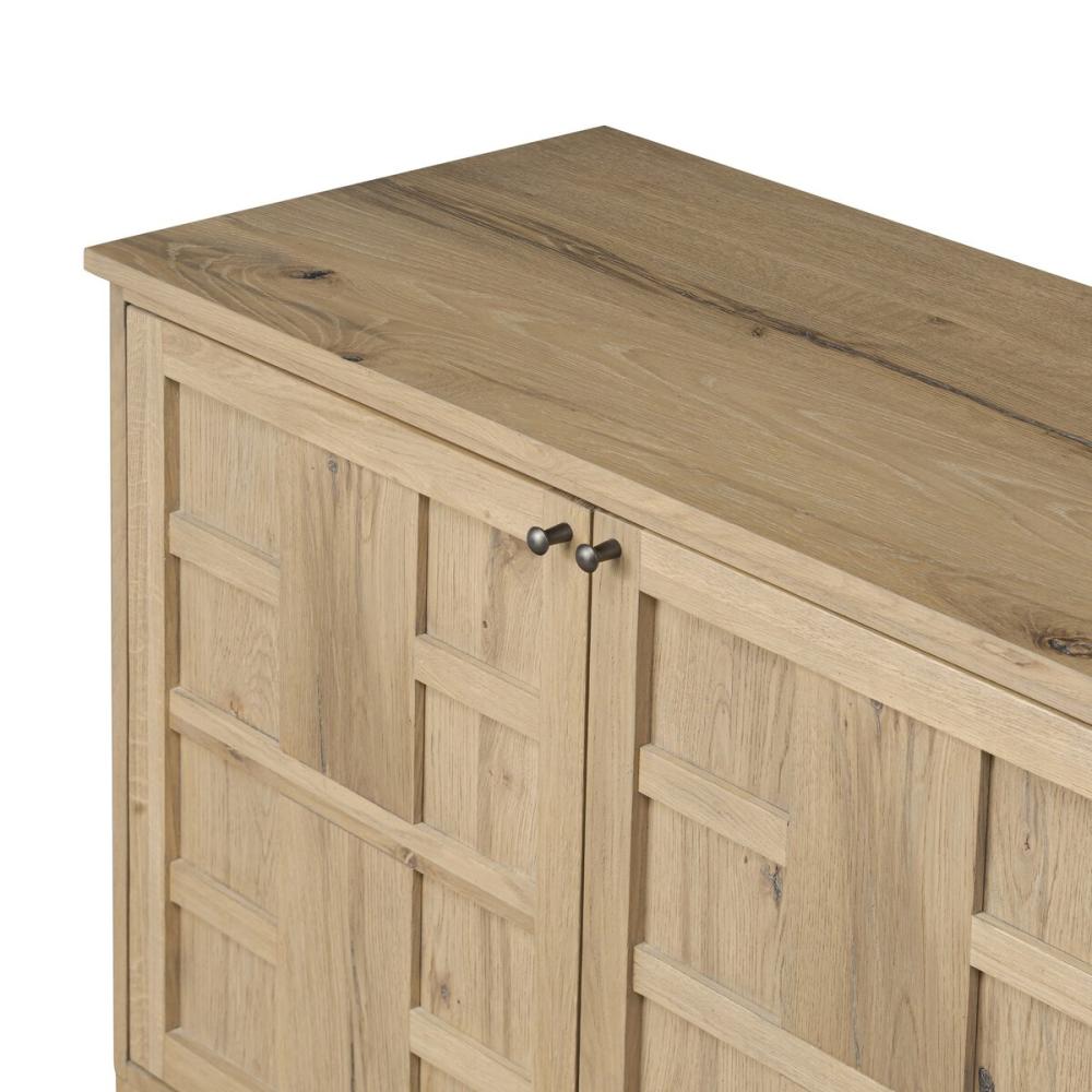 Aged Natural Oak Wood Sideboard Media Console Storage Cabinet 82 inch