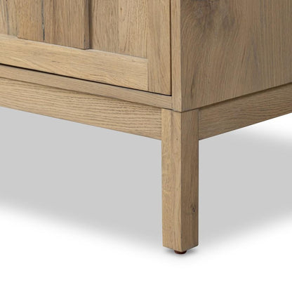 Aged Natural Oak Wood Sideboard Media Console Storage Cabinet 82 inch