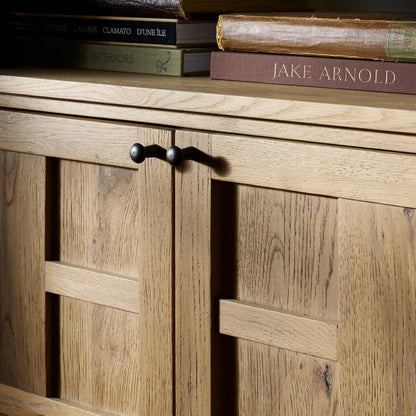 Aged Natural Oak Wood Sideboard Media Console Storage Cabinet 82 inch