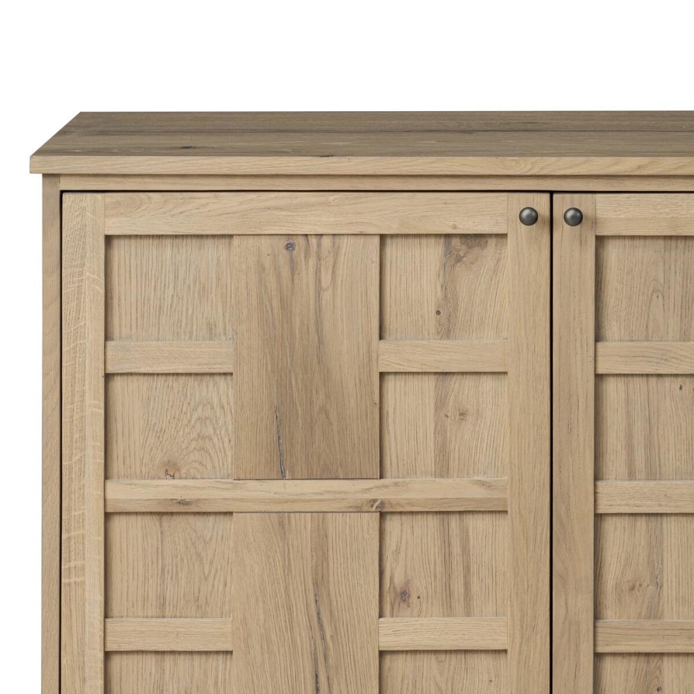 Aged Natural Oak Wood Sideboard Media Console Storage Cabinet 82 inch