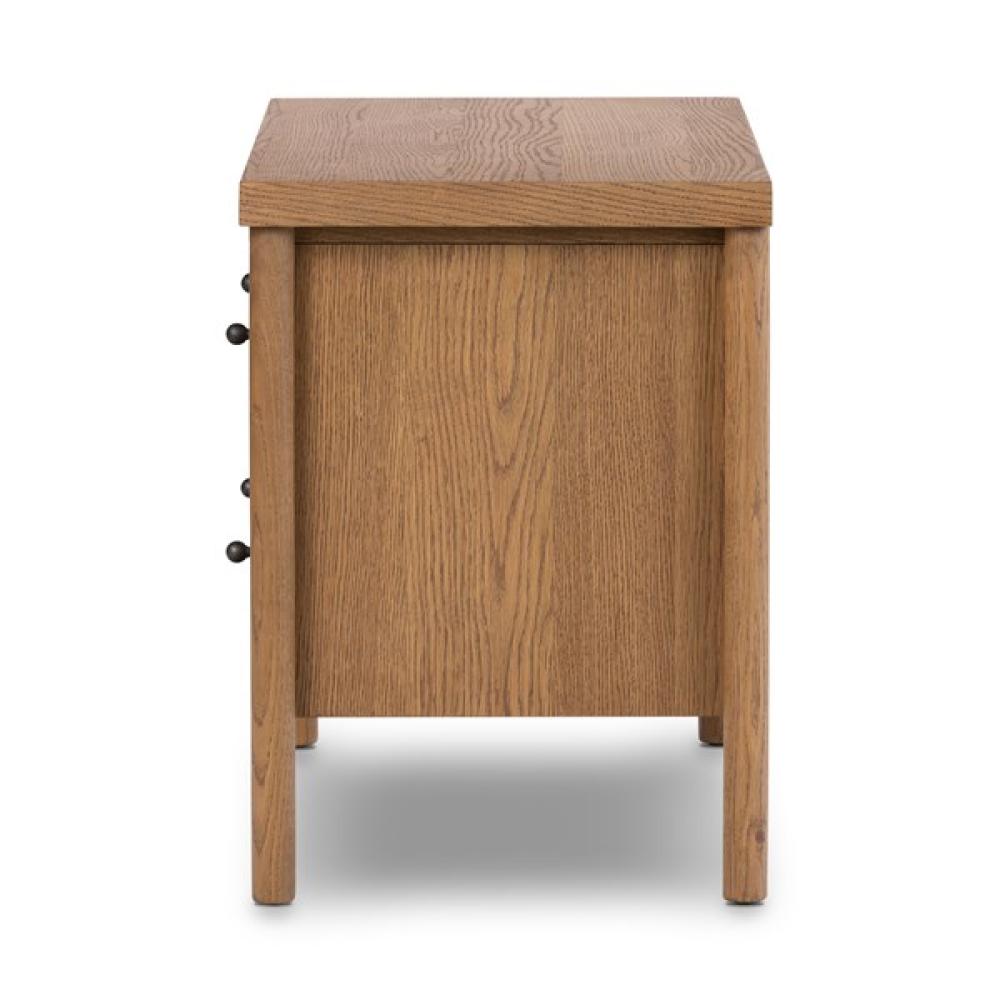 Amber Oak Wood 2 Drawer Nightstand 30 inch
