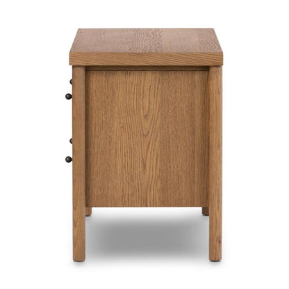 Amber Oak Wood 2 Drawer Nightstand 30 inch