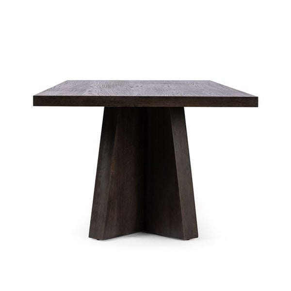 Angled Legs Rectangle Oak Wood Dining Table with Espresso Finish 96 inch