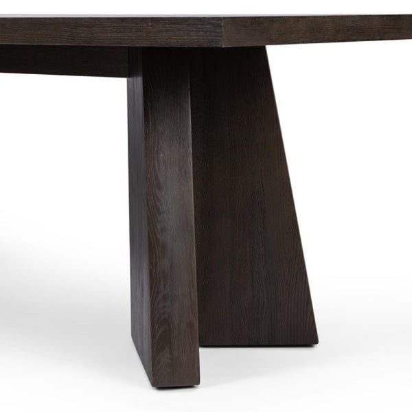 Angled Legs Rectangle Oak Wood Dining Table with Espresso Finish 96 inch