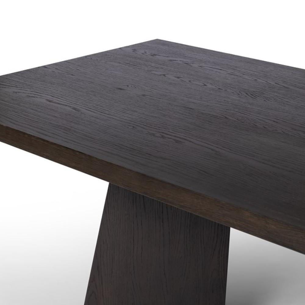 Angled Legs Rectangle Oak Wood Dining Table with Espresso Finish 96 inch