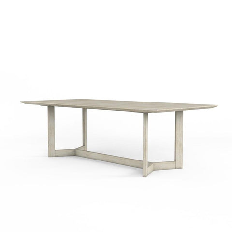 Angular Trestle Base Rectangular Dining Table White Oak Veneer 96 inch