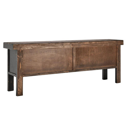 Antique Black Reclaimed Solid Pine Wood Primative Style Buffet Sideboard with Drawers 93 inch