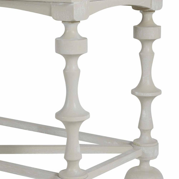 Antique Style Turned Legs French White Wood 3 Drawer Rectangular Console Table 76 inch