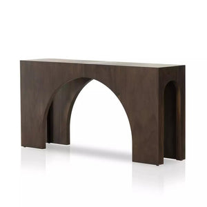 Arch Console Table Smoked Dark Brown Guanacaste Wood 70 inch