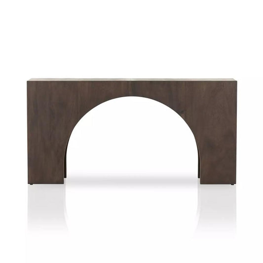 Arch Console Table Smoked Dark Brown Guanacaste Wood 70 inch