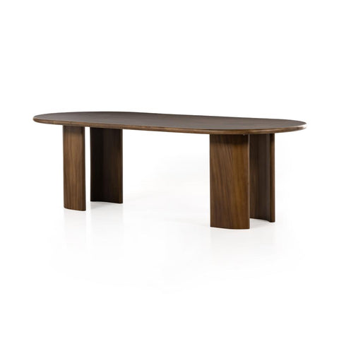 Arched Legs Oval Dining Table Caramel Brown Guanacaste Wood 98 inch