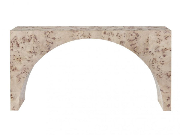 Arched Mappa Burl Wood Console Table 60 inch