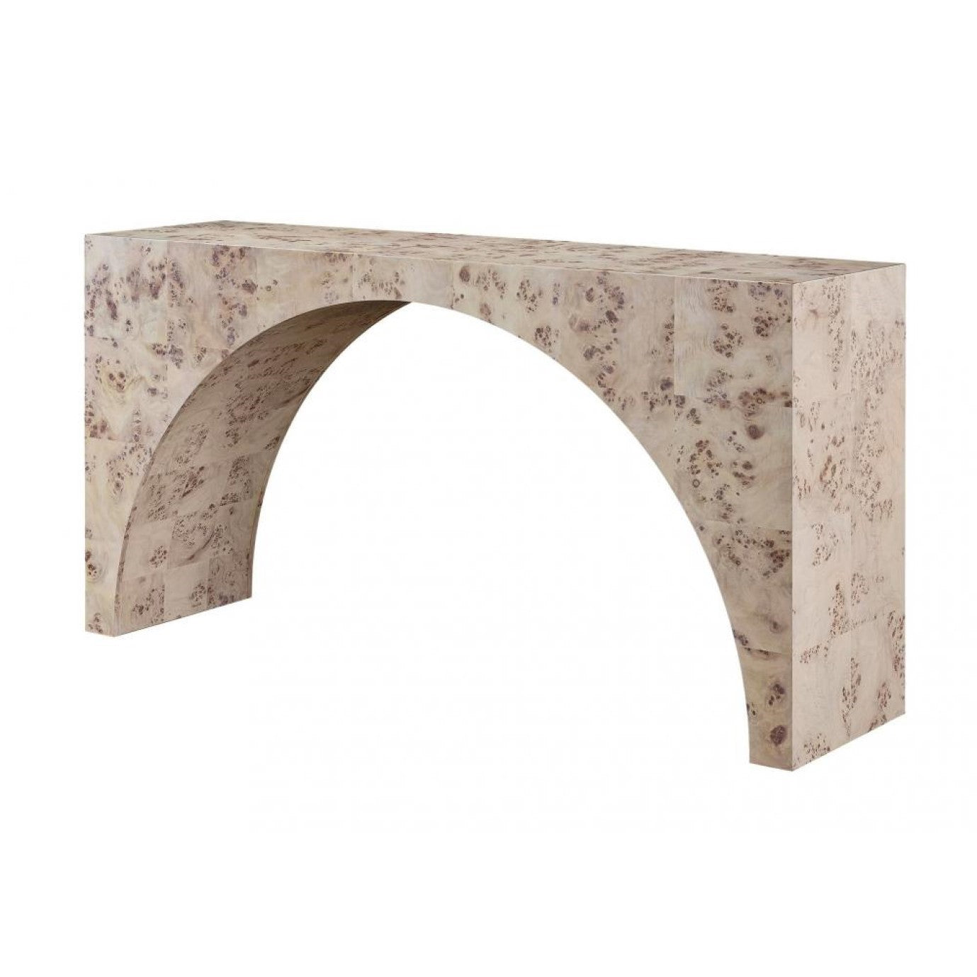 Arched Mappa Burl Wood Console Table 60 inch