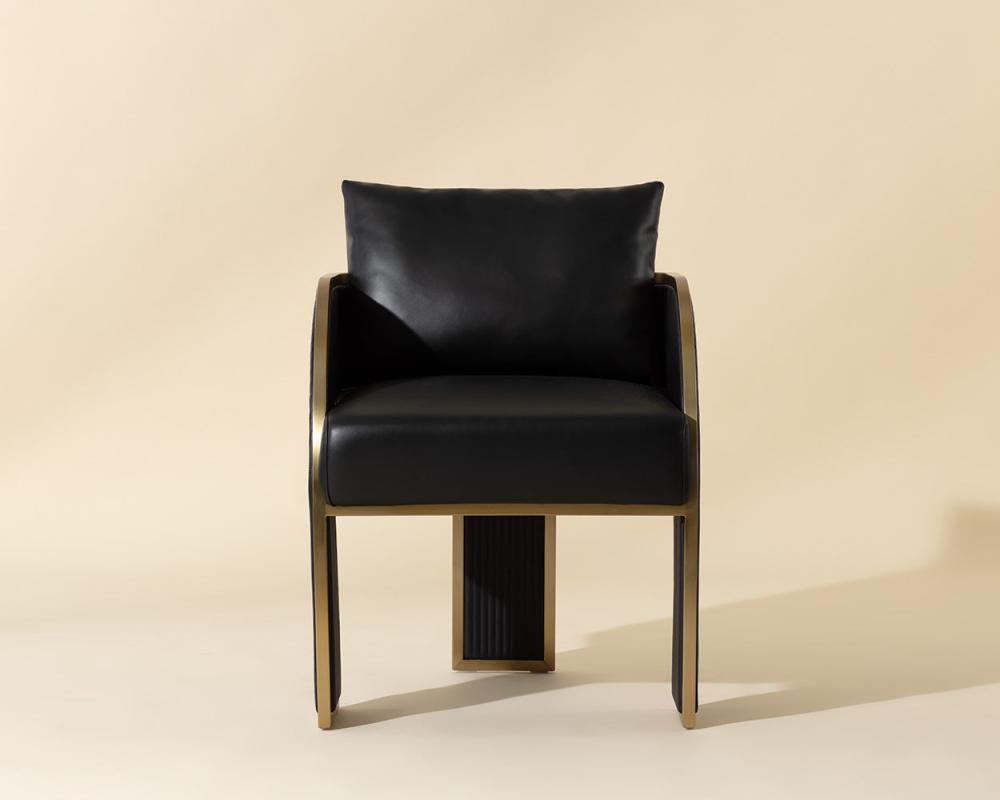 Art Deco Style Black Faux Leather & Gold Dining Chair Armchair