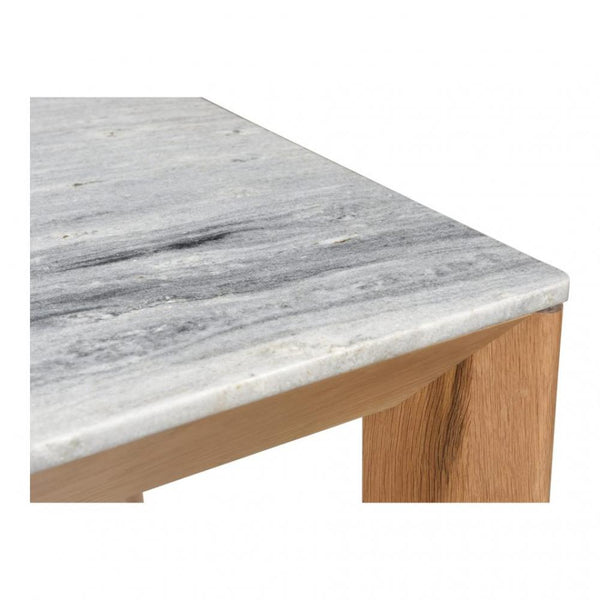 Ashen Grey Marble Top & Solid Oak Wood Rectangle Dining Table 80 inch