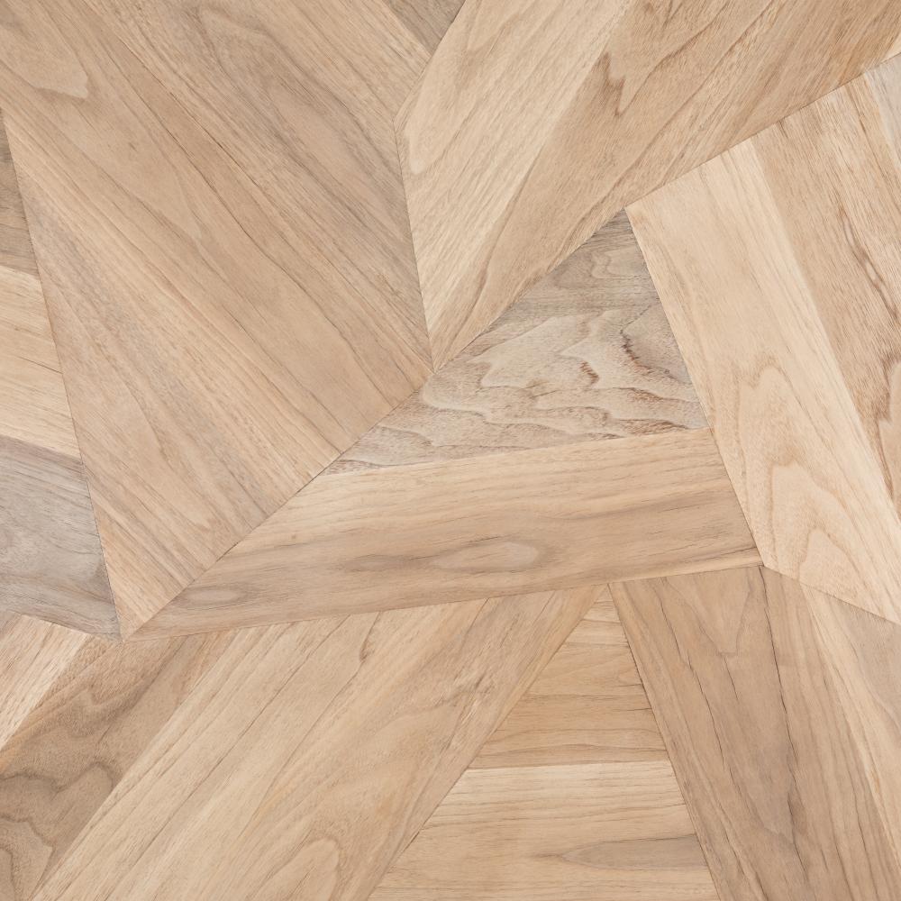 Asymmetric Octagon Light Wash Walnut Wood Coffee Table 53 inch