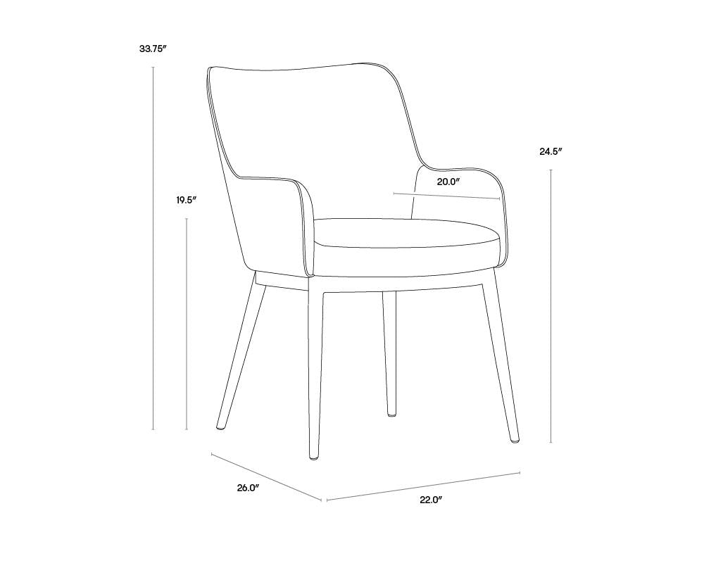 Barrel Back Dining Armchair Beige Linen & Antique Brass Steel Frame