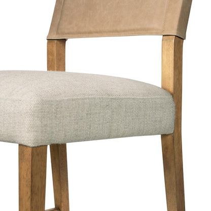 Beige Leather Back Counter Stool with Performance Fabric Seat Cushion