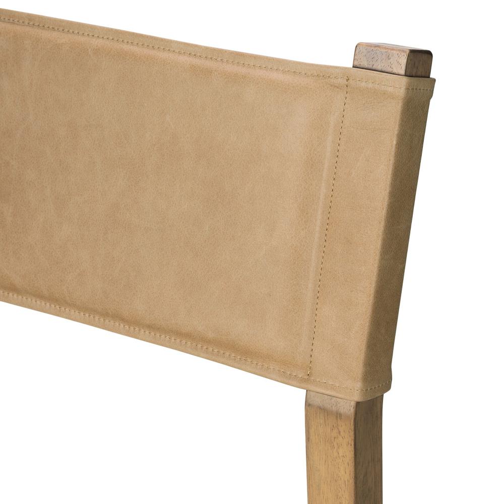 Beige Leather Back Counter Stool with Performance Fabric Seat Cushion