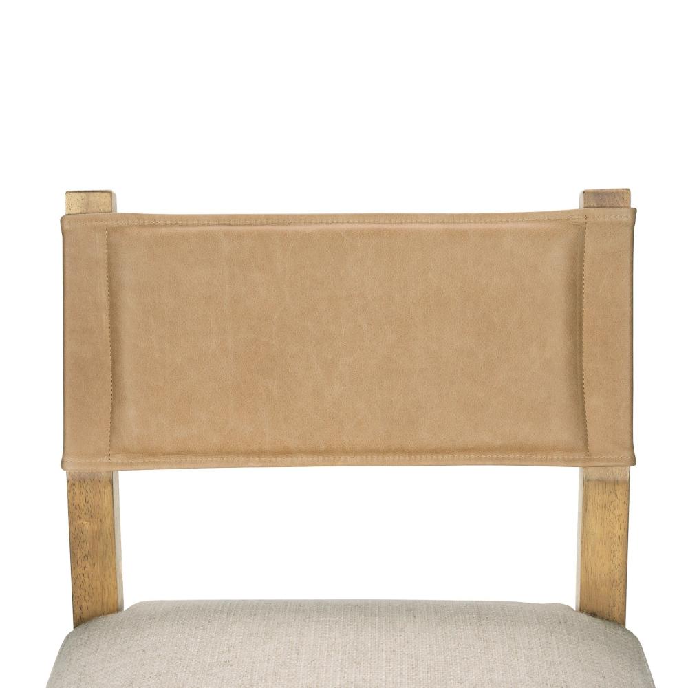 Beige Leather Back Counter Stool with Performance Fabric Seat Cushion