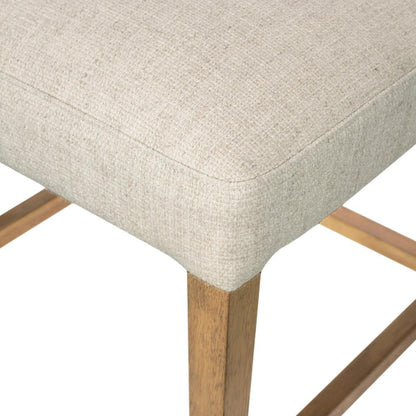 Beige Leather Back Counter Stool with Performance Fabric Seat Cushion