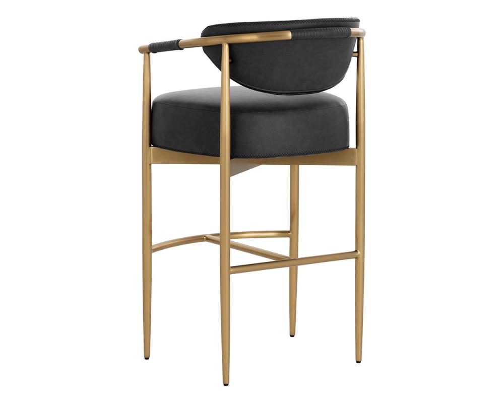 Black Faux Leather & Gold Metal Bar Stool