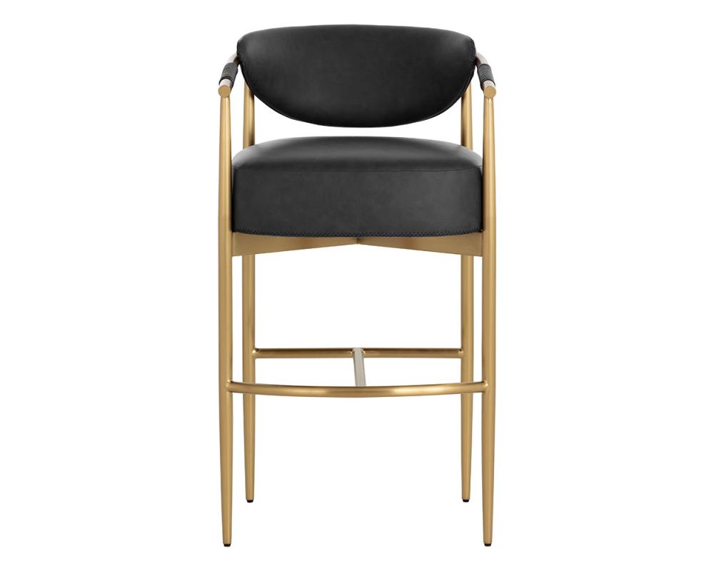 Black Faux Leather & Gold Metal Bar Stool