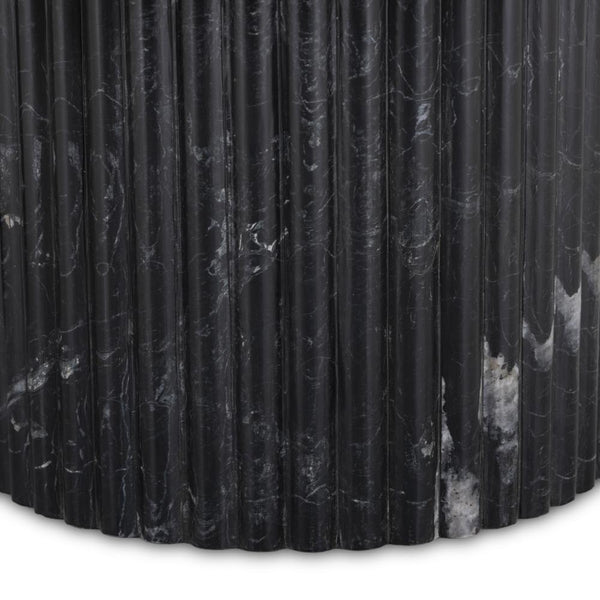 Black Marble Reeded Pillar Columns Oval Coffee Table 55 inch