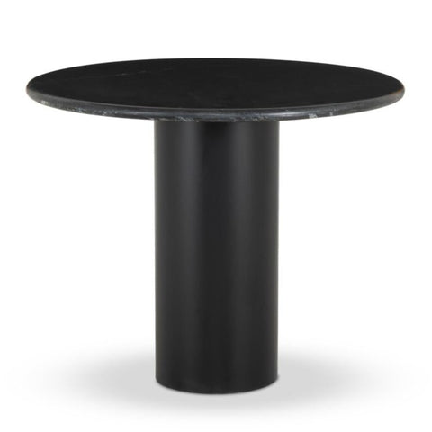 Black Marble Top Iron Base Pedestal Round Dining Table 38 inch