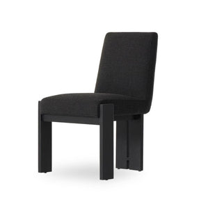 Black Modern 3 Leg High Back Armless Dining Chair Performance Fabric Solid Wood