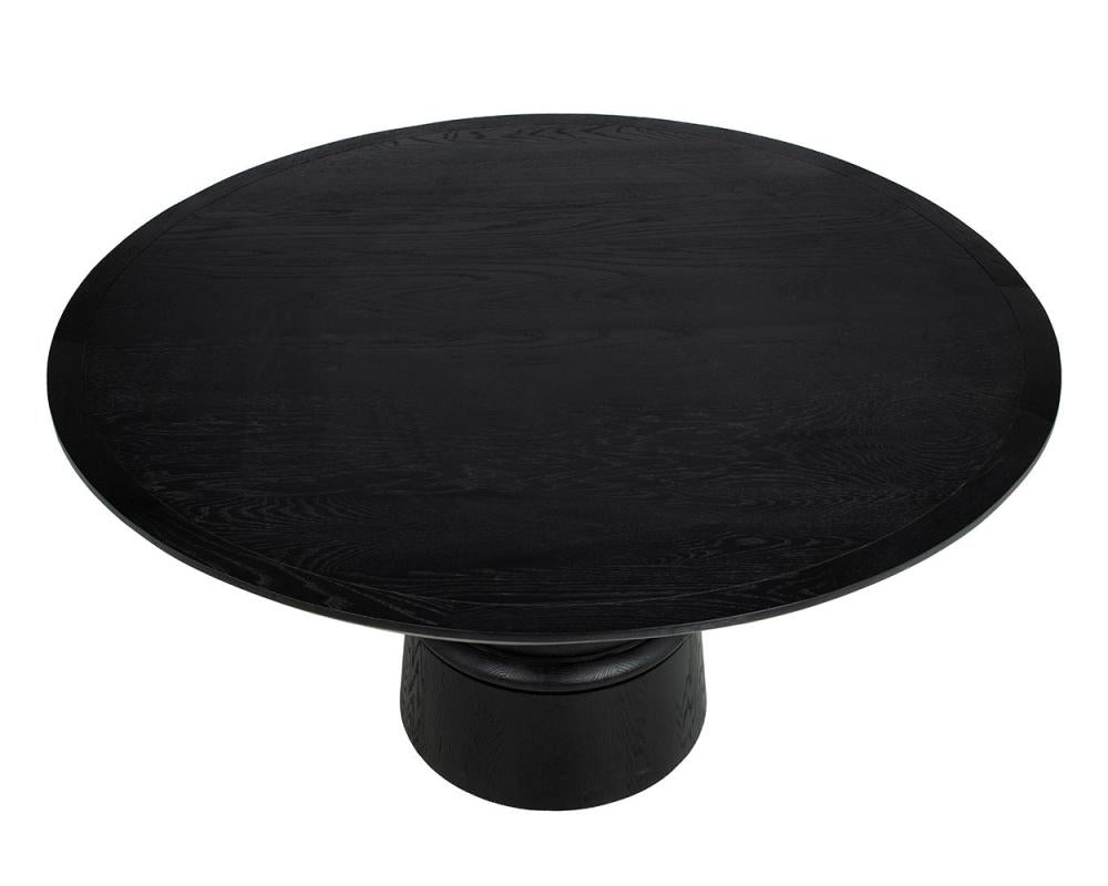 Black Solid Oak Wood Round Pedestal Dining Table 60 inch – SLATE CUSTOM