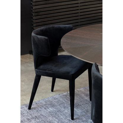 Black Velvet Curved Back Armless Dining Chair