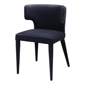 Black Velvet Curved Back Armless Dining Chair