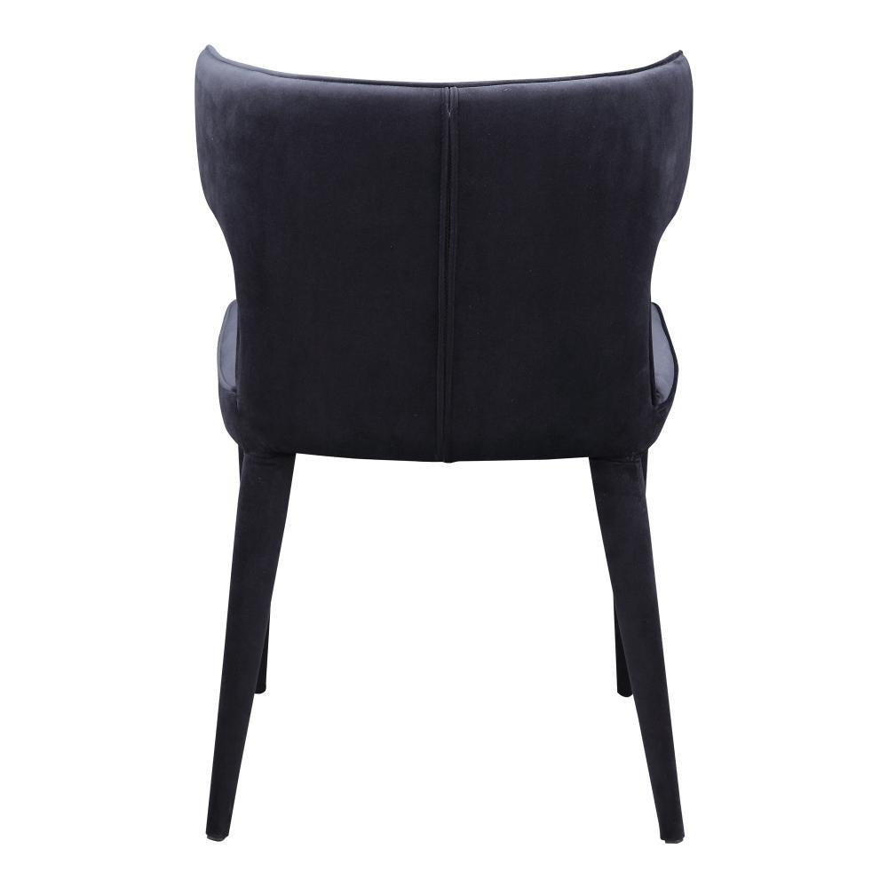 Black Velvet Curved Back Armless Dining Chair