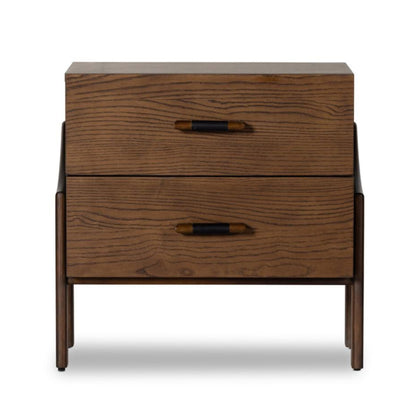 Brazilian Mid-Century Style Nightstand Brown Ash Wood 26 inch
