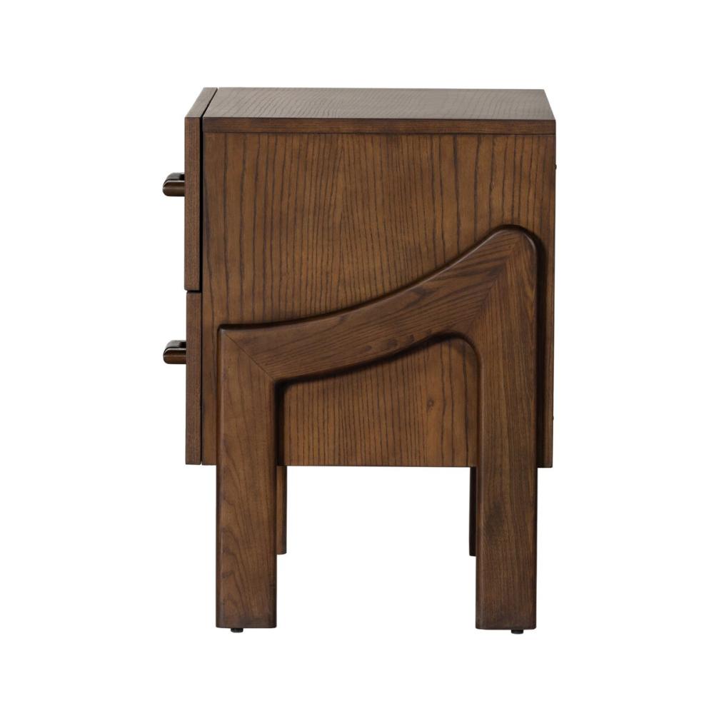 Brazilian Mid-Century Style Nightstand Brown Ash Wood 26 inch