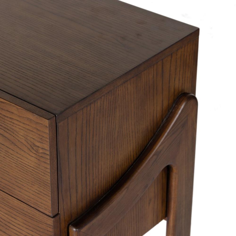 Brazilian Mid-Century Style Nightstand Brown Ash Wood 26 inch