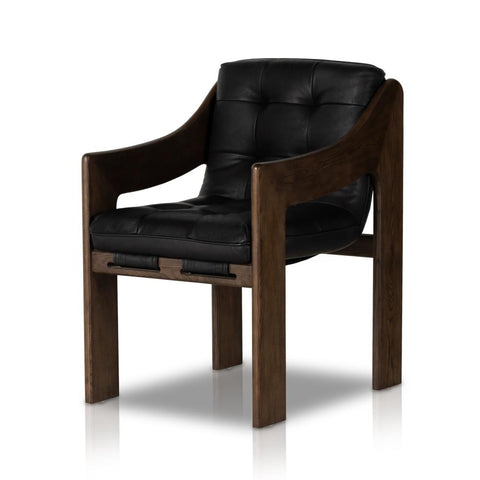 Brazilian Style Black Leather Armchair Dining Chair