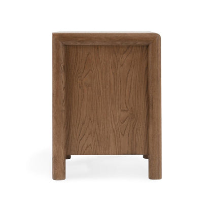 Brown Oak Rope Front 2 Drawer Nightstand 24 inch