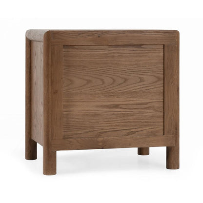 Brown Oak Rope Front 2 Drawer Nightstand 24 inch