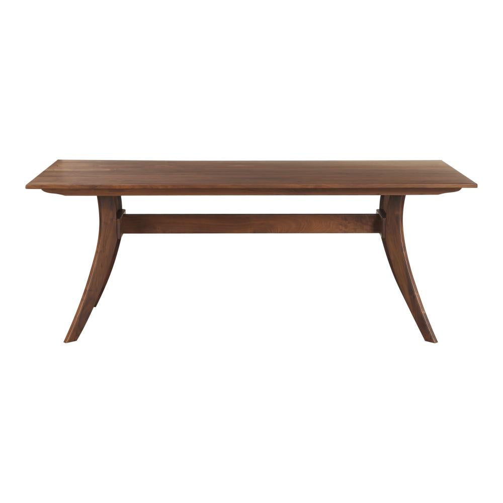 Brown Rectangular Dining Table Solid Walnut Wood 63 inch