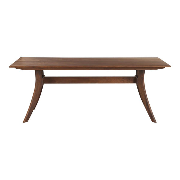 Brown Rectangular Dining Table Solid Walnut Wood 63 inch