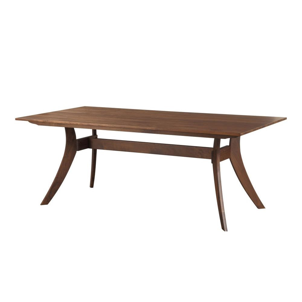 Brown Rectangular Dining Table Solid Walnut Wood 63 inch