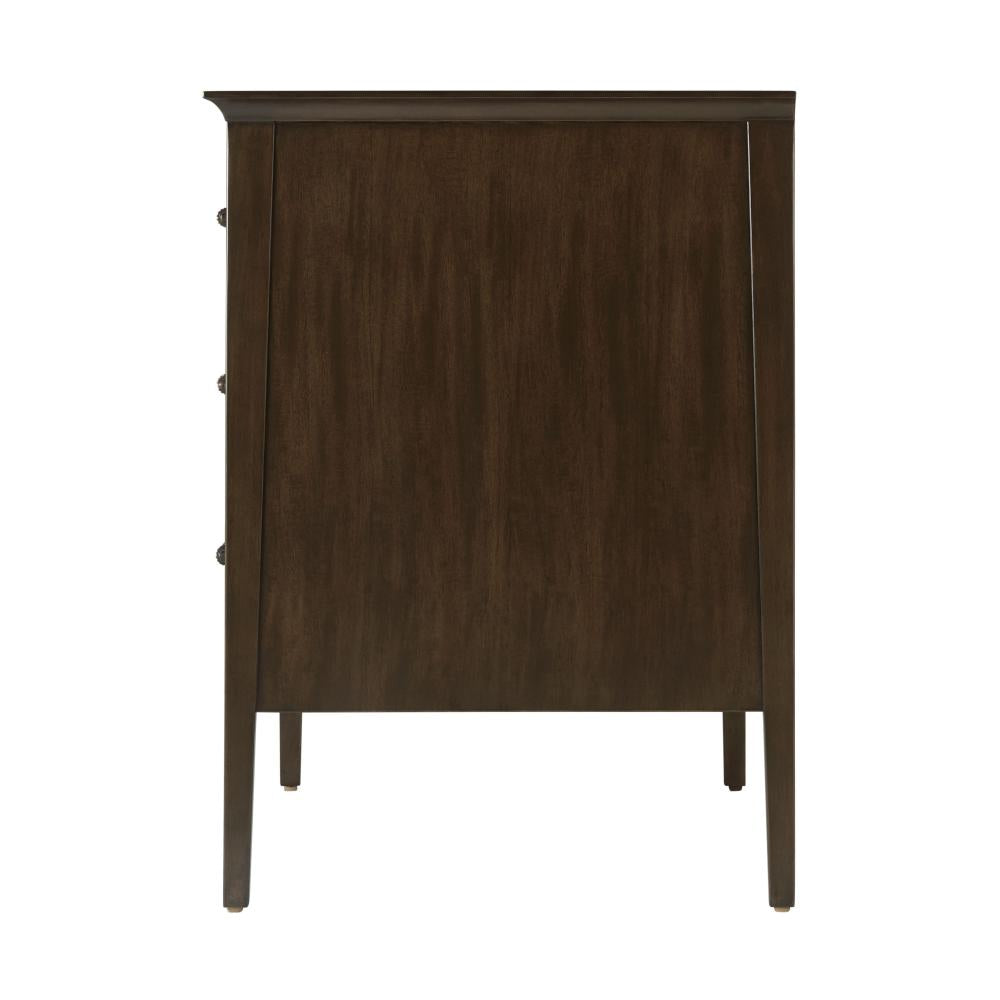 Brown Reeded Front 3 Drawer Tapered Nightstand 32 inch