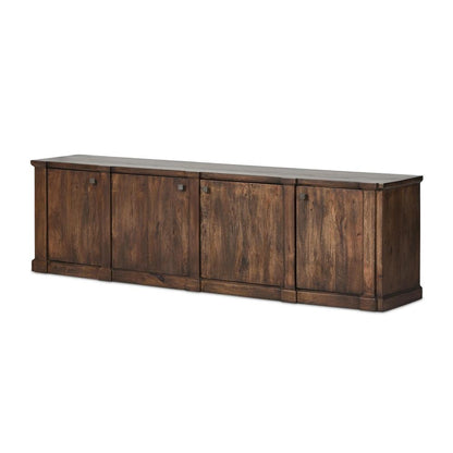 Brown Solid Mango Wood Media Console Sideboard Storage Cabinet 92 inch